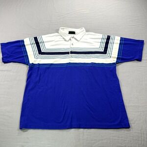 VINTAGE Jantzen Polo Shirt Mens‎ Large Blue White Golf Casual Natural Touch USA